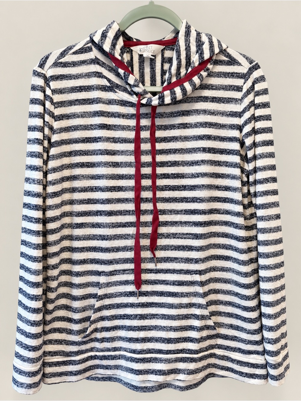 Market & Spruce Striped Cowl Neck Hoodie Pullover Large Stitch Fix